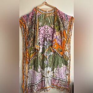 Agua Bendita Viscose Tunic with Green, Pink & Orange Accents